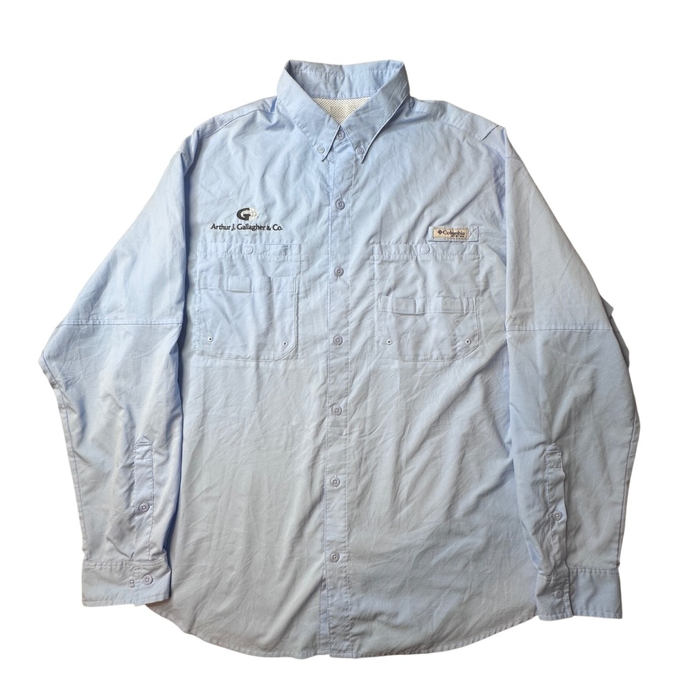 Columbia Fishing Shirt Mens‎ XL Blue PFG Tamiami Long Sleeve Arthur J Gallagher